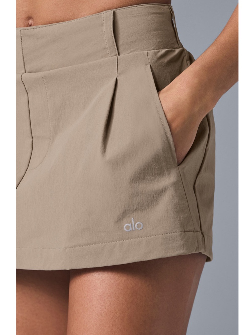 Alo Yoga Fan Club Mini Skirt, Gravel, Small View 2